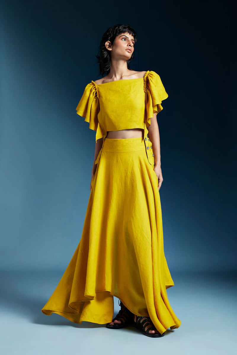 Aurelia Dress-Mustard by Chola in mustard color for women Worldwide