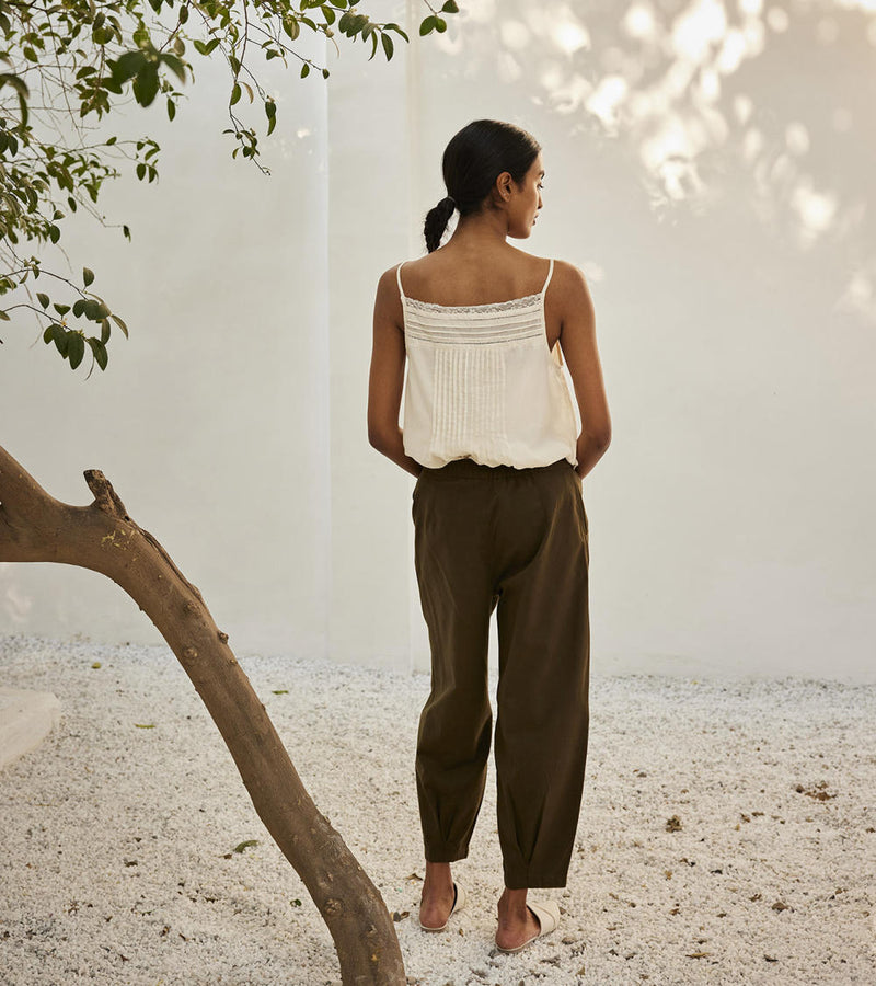Eggshell lace blouse Top & Tunics by Khara Kapas in white for women Worldwide