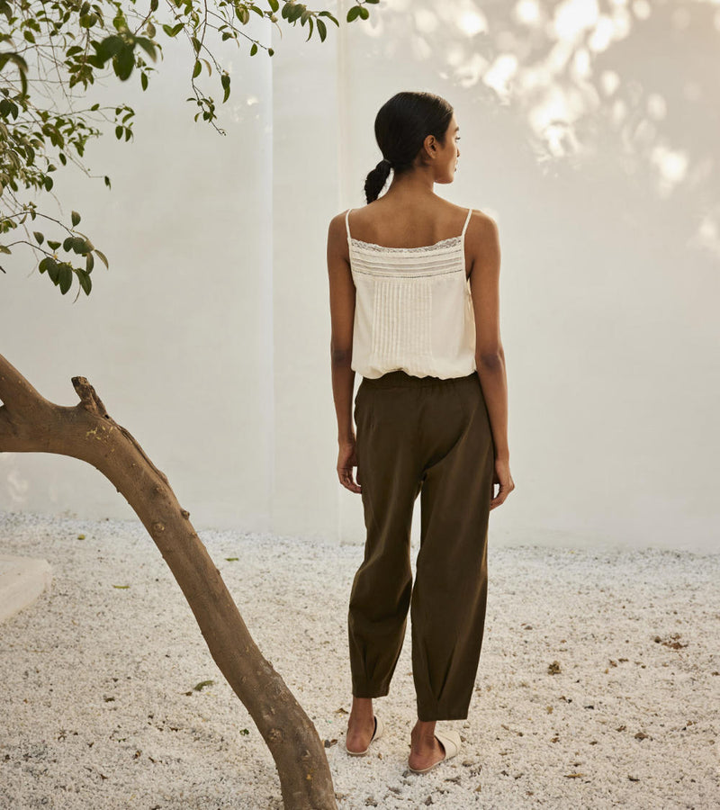Olive dreams trouser Bottoms by Khara Kapas in green for women Worldwide