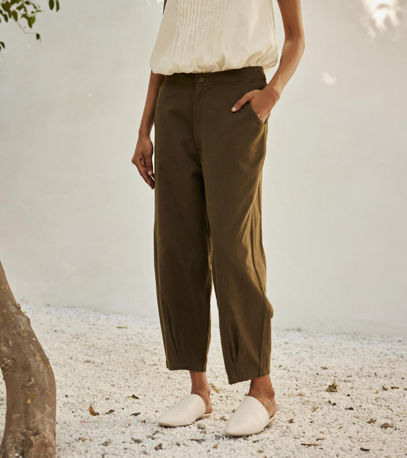 Olive dreams trouser Bottoms by Khara Kapas in green for women Worldwide