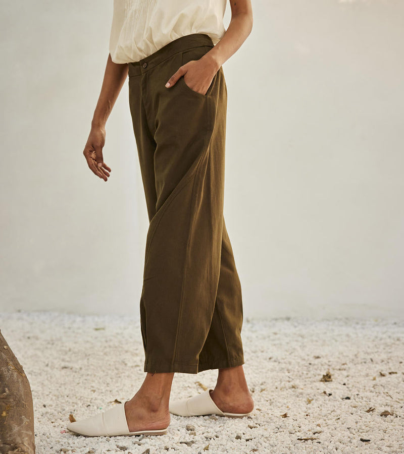 Olive dreams trouser Bottoms by Khara Kapas in green for women Worldwide