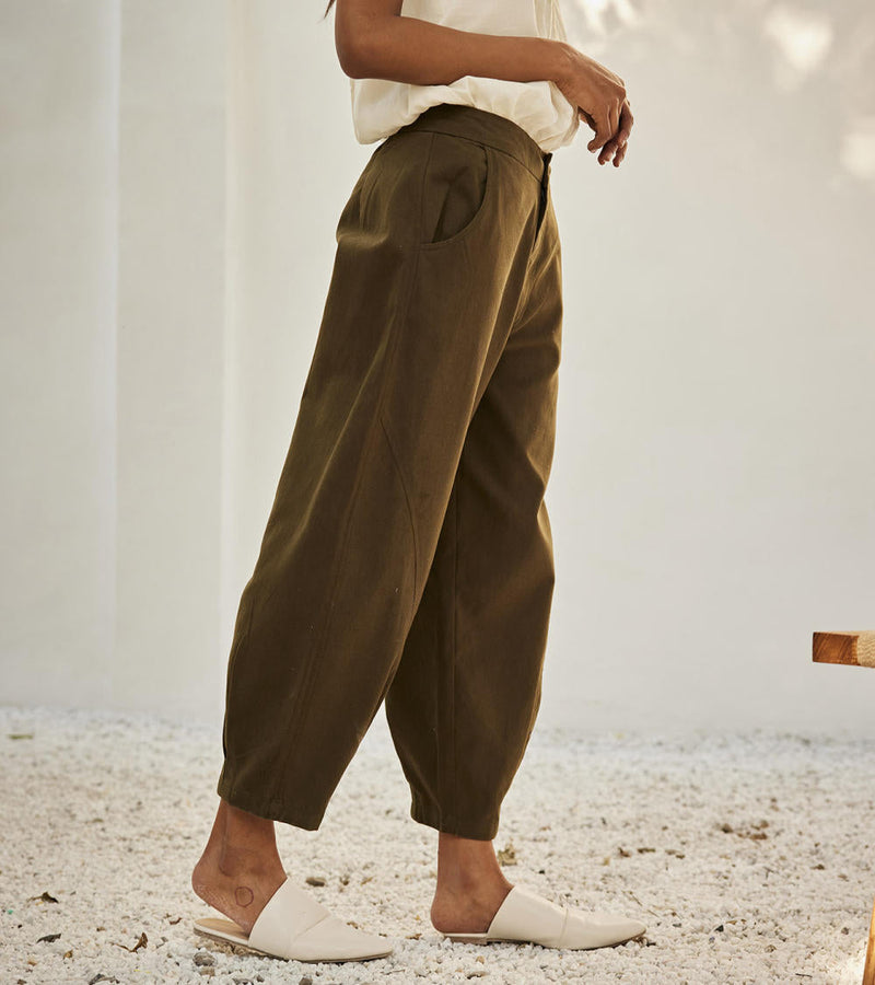 Olive dreams trouser Bottoms by Khara Kapas in green for women Worldwide