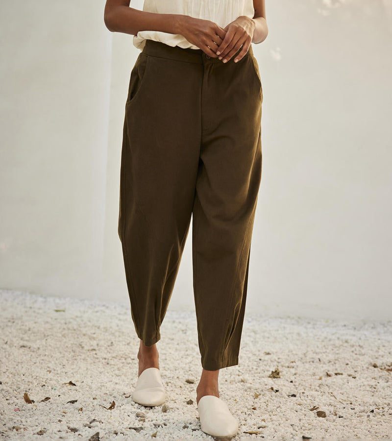 Olive dreams trouser Bottoms by Khara Kapas in green for women Worldwide