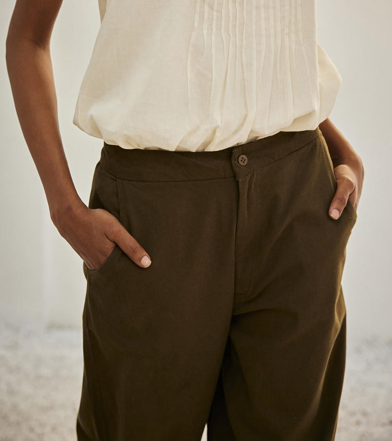 Olive dreams trouser Bottoms by Khara Kapas in green for women Worldwide
