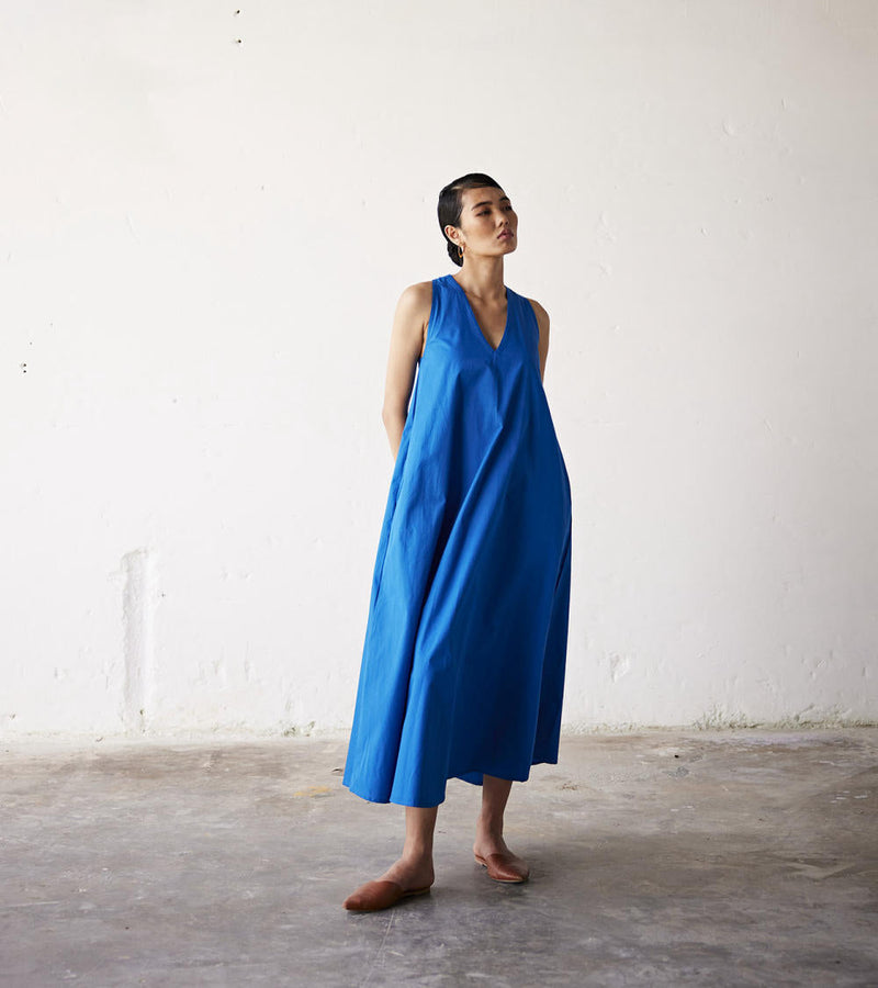 Clear Skies Dress by Khara Kapas in blue for Worldwide