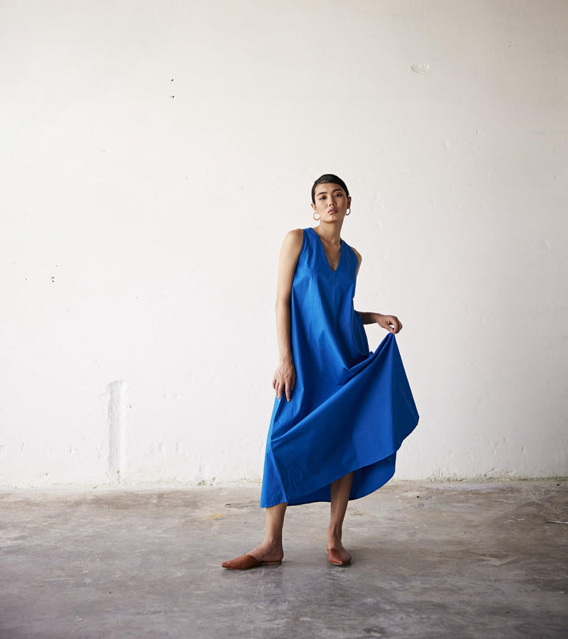 Clear Skies Dress by Khara Kapas in blue for Worldwide