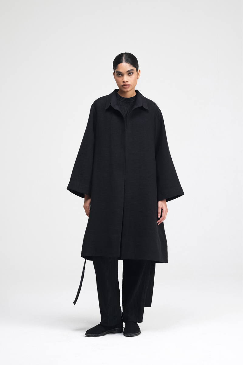 Jova Overlay linen by Turn Black in black color for women Worldwide