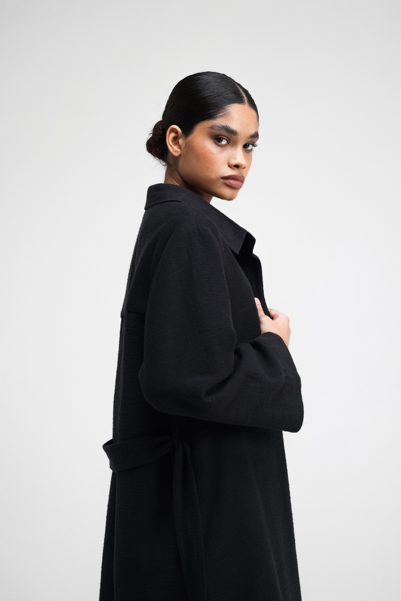 Jova Overlay linen by Turn Black in black color for women Worldwide