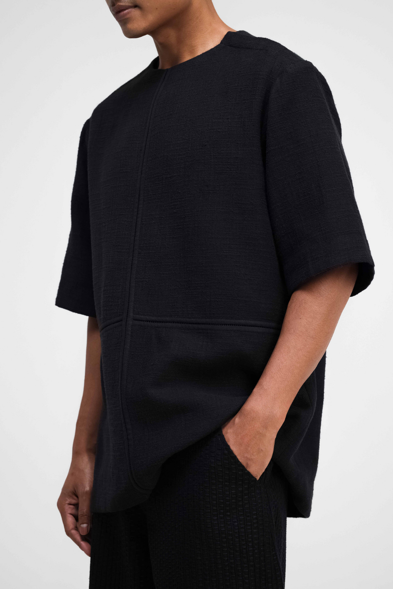 Kazu Top linen by Turn Black in black color for men Worldwide