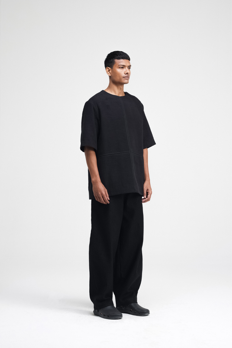 Kazu Top linen by Turn Black in black color for men Worldwide