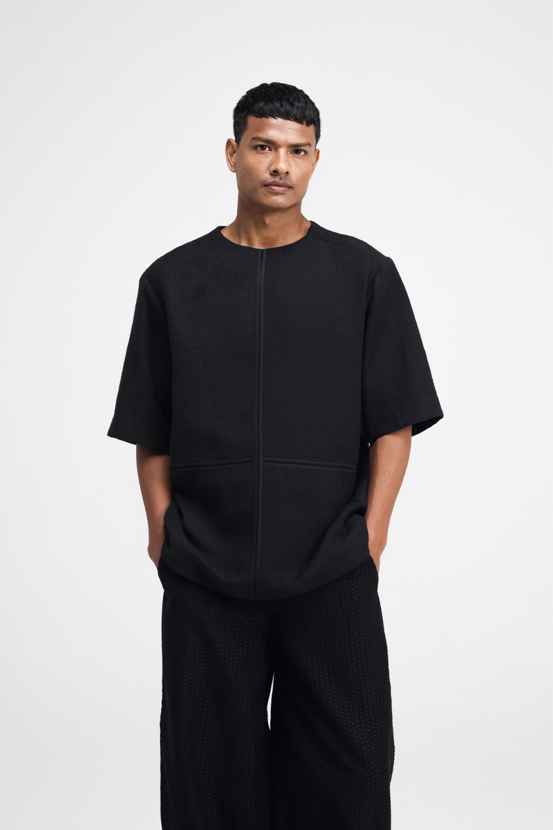 Kazu Top linen by Turn Black in black color for men Worldwide