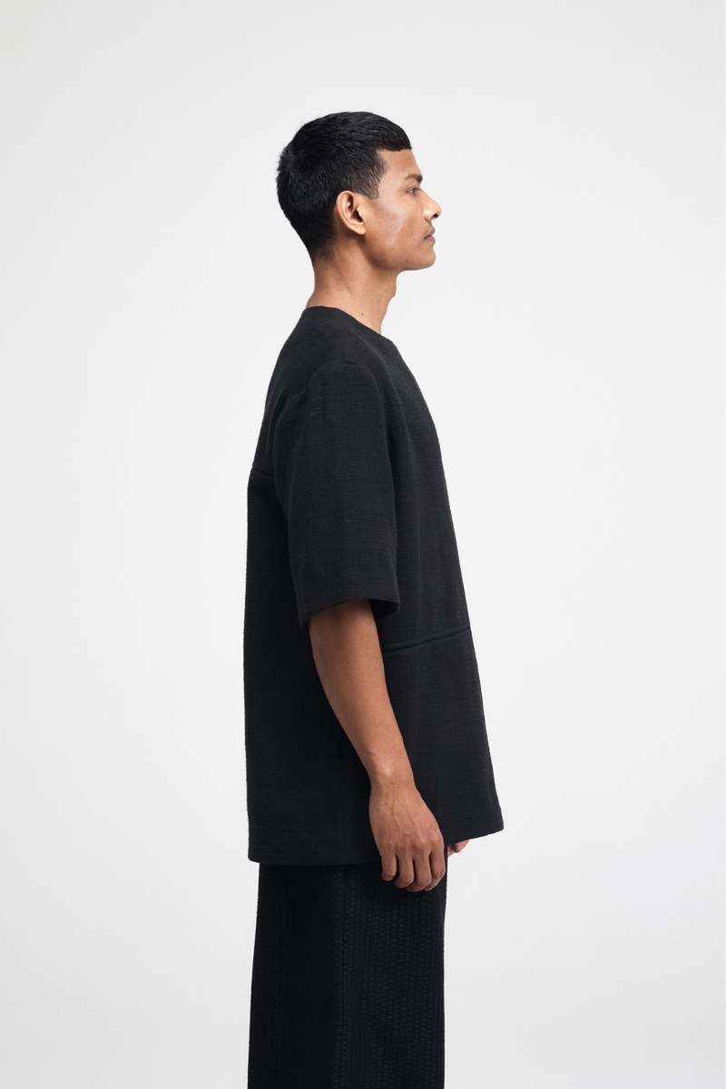 Kazu Top linen by Turn Black in black color for men Worldwide