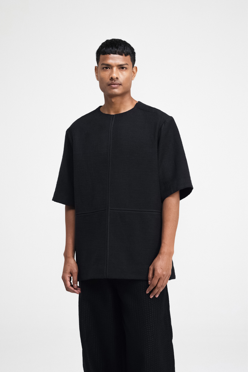 Kazu Top linen by Turn Black in black color for men Worldwide