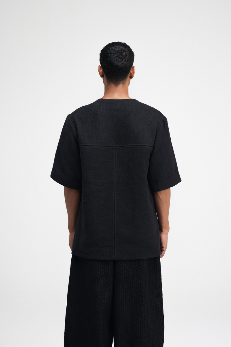 Kazu Top linen by Turn Black in black color for men Worldwide