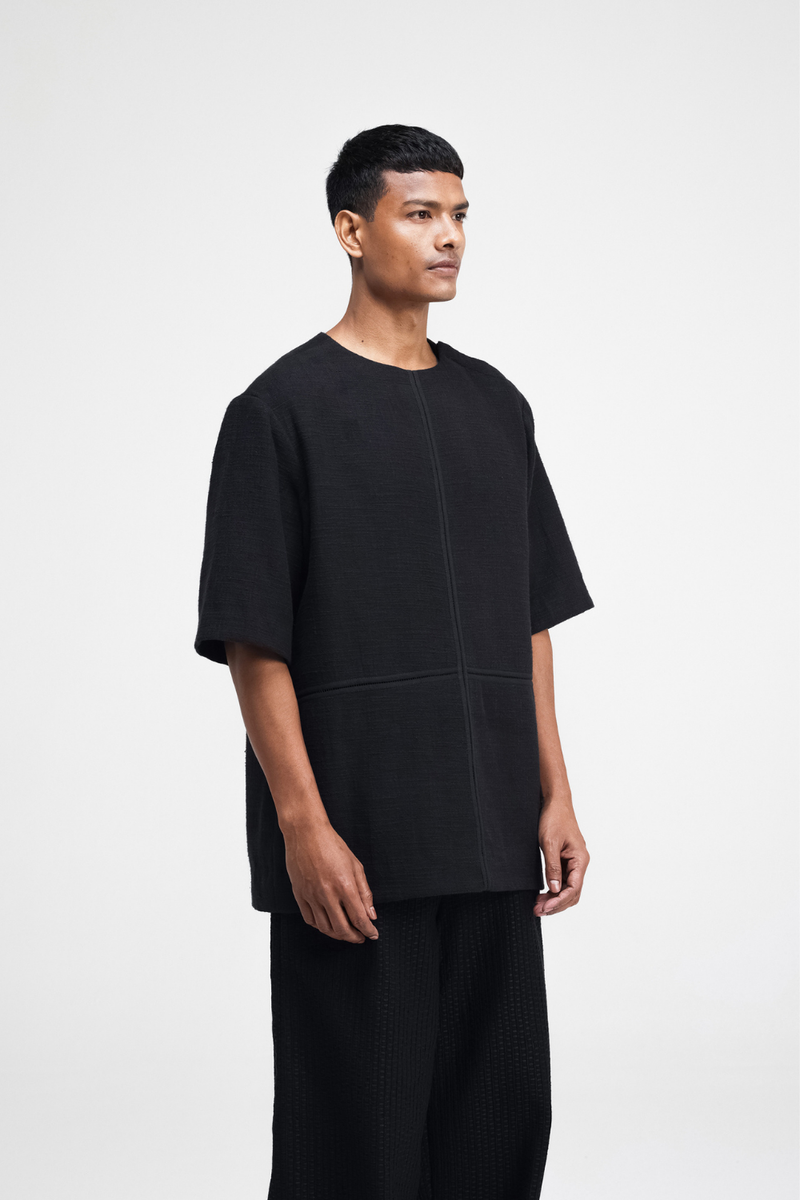 Kazu Top linen by Turn Black in black color for men Worldwide