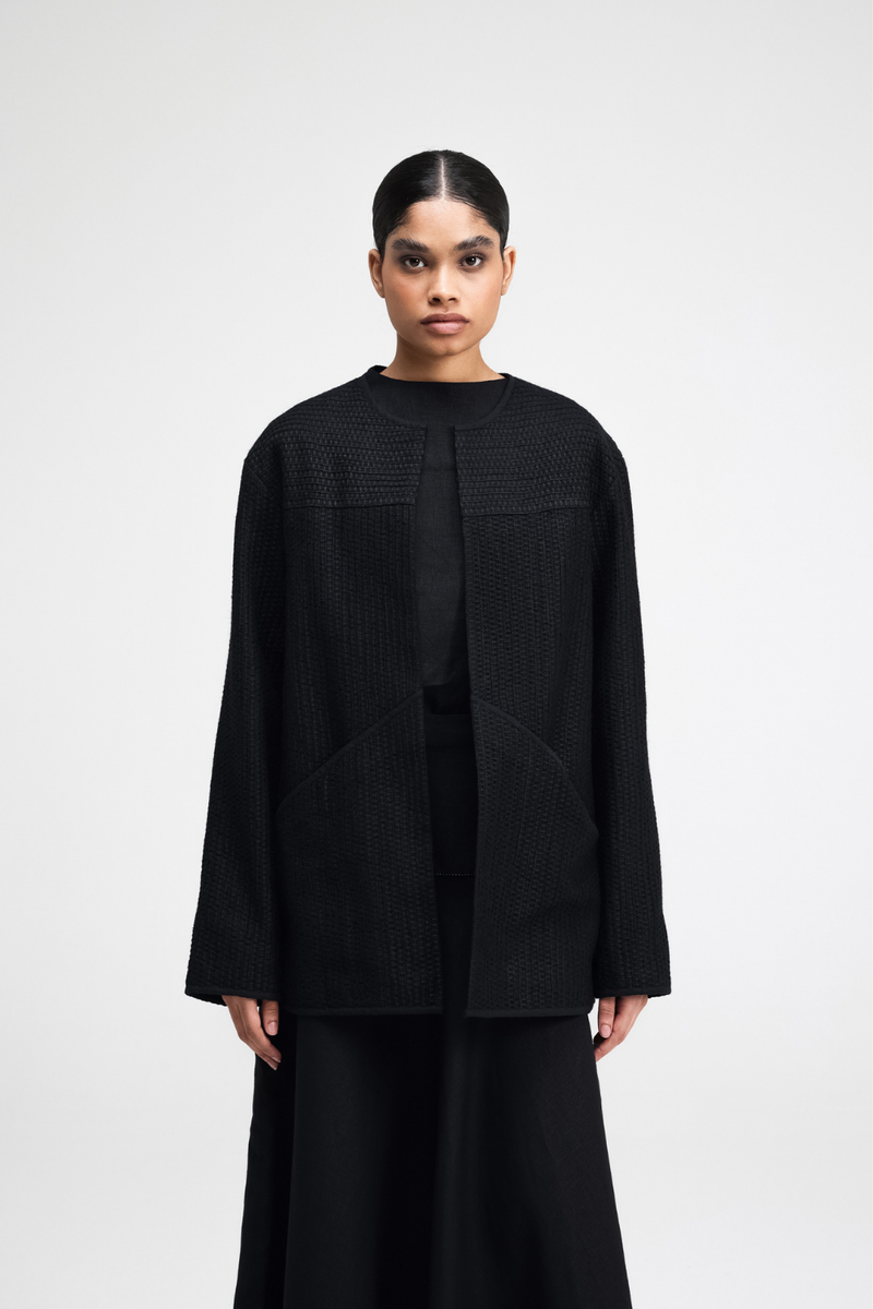 Taiki Embroidered Overlay cotton by Turn Black in black color for women Worldwide