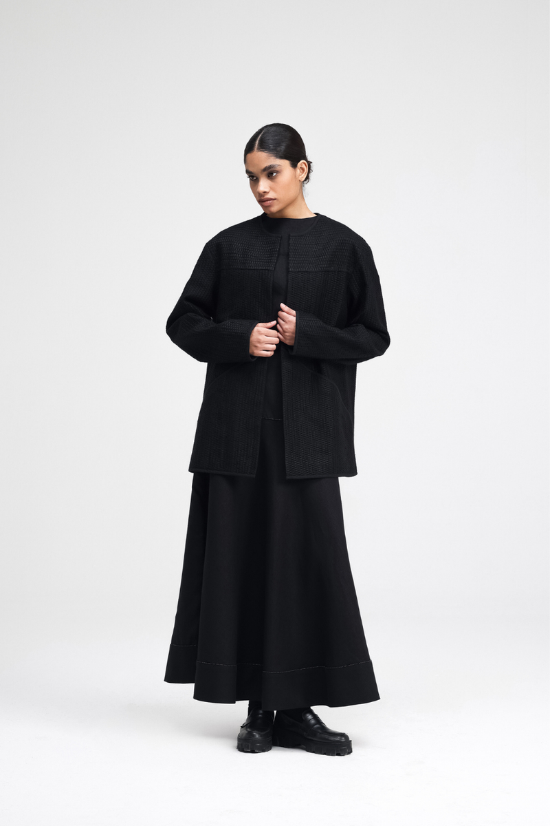 Taiki Embroidered Overlay cotton by Turn Black in black color for women Worldwide