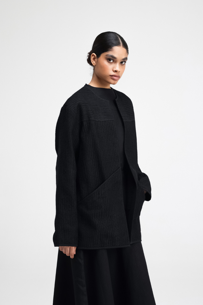 Taiki Embroidered Overlay cotton by Turn Black in black color for women Worldwide