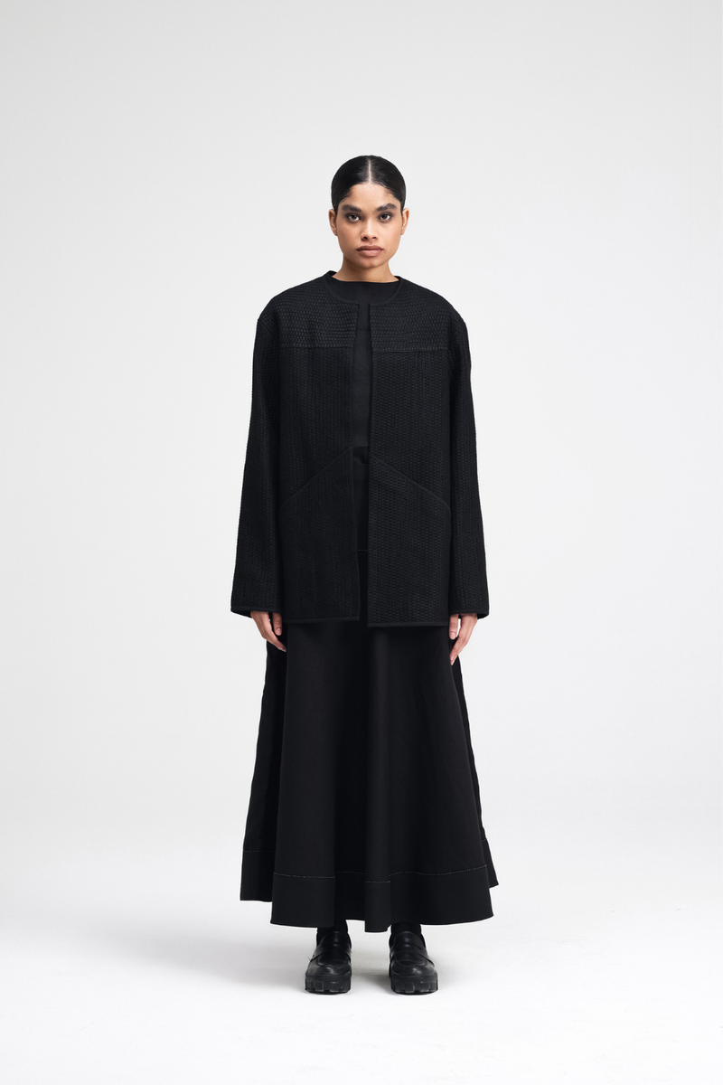 Taiki Embroidered Overlay cotton by Turn Black in black color for women Worldwide