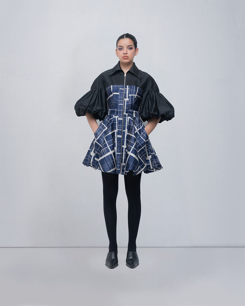 Agatha Dress viscose by Leh Studios in black, blue/beige for women Worldwide