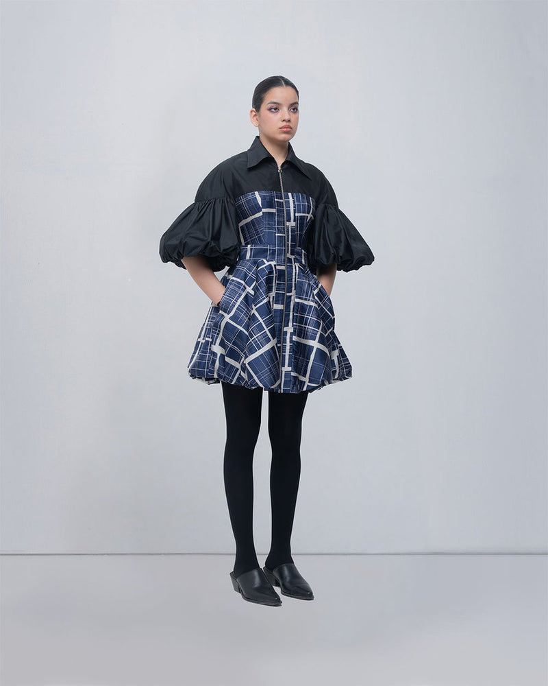 Agatha Dress viscose by Leh Studios in black, blue/beige for women Worldwide