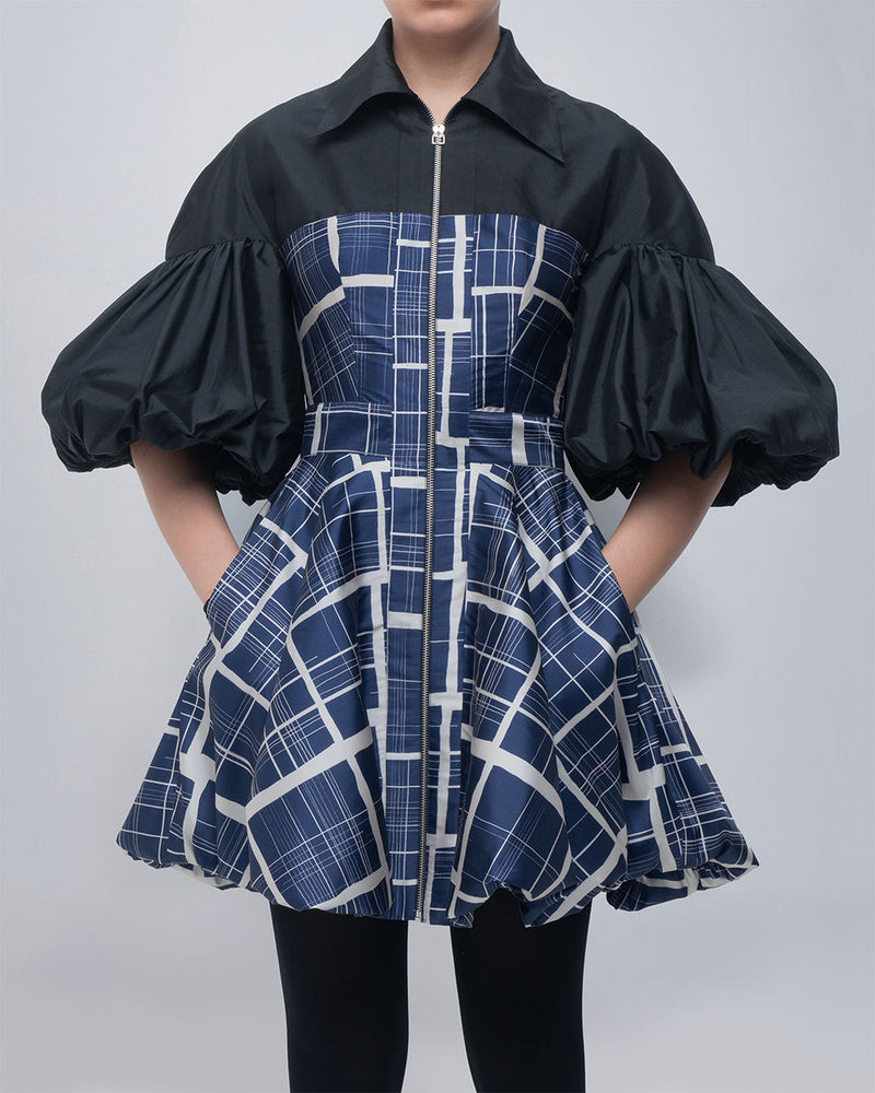 Agatha Dress viscose by Leh Studios in black, blue/beige for women Worldwide