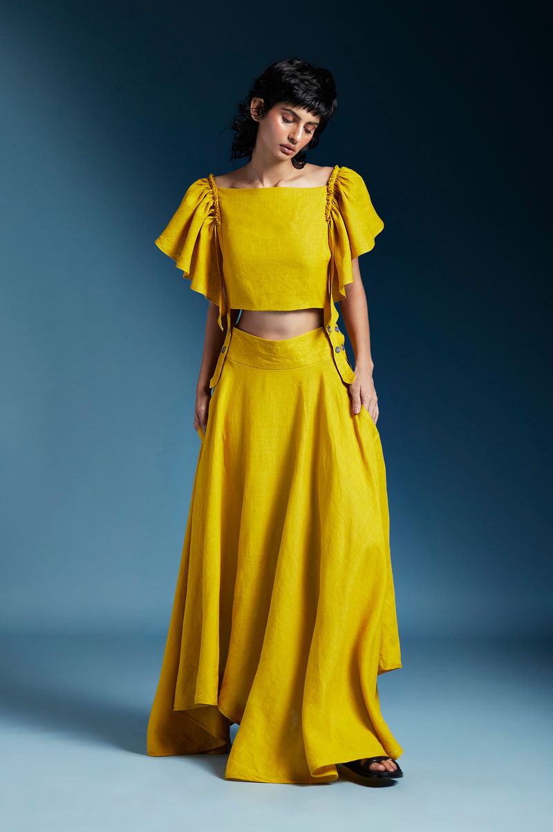 Aurelia Dress-Mustard by Chola in mustard color for women Worldwide