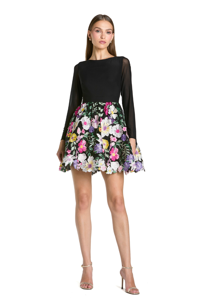 56109 - Black Embroided Skirt Mini Dress by Mac Duggal in black color for women Worldwide