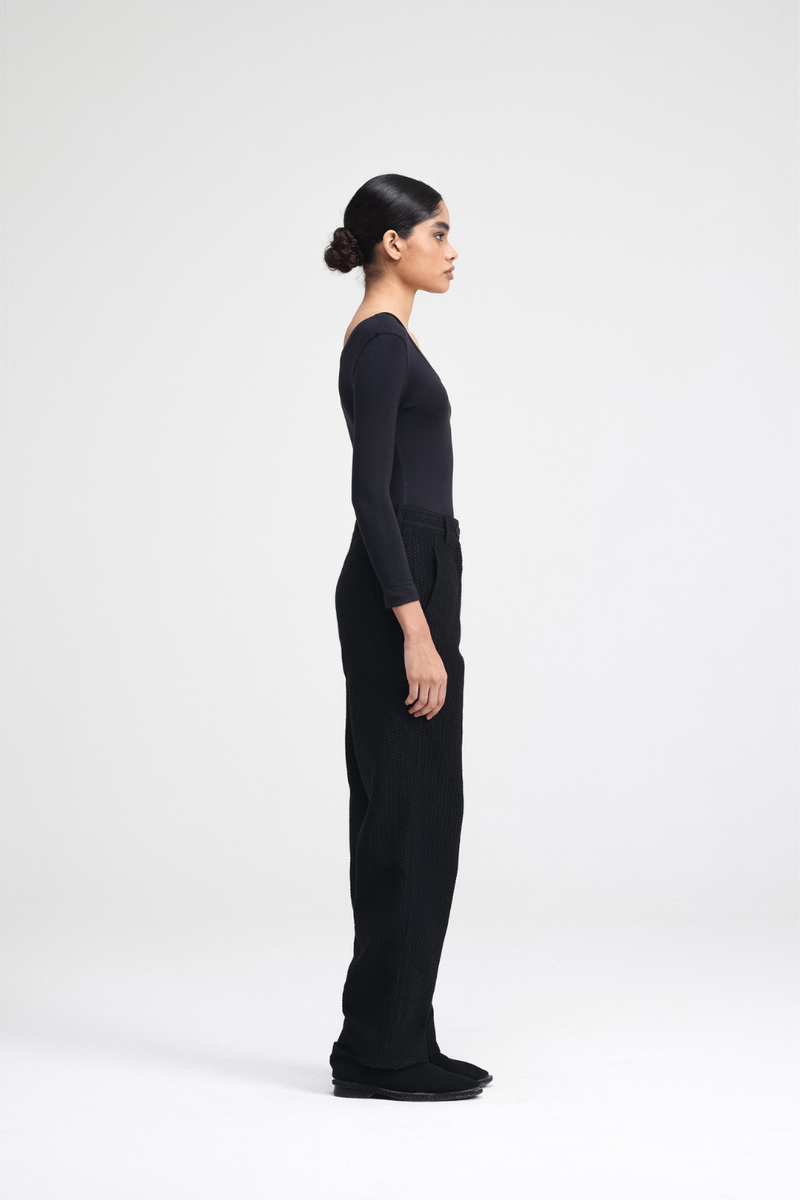 Ren Embroidered Straight Pants cotton by Turn Black in black color for women Worldwide
