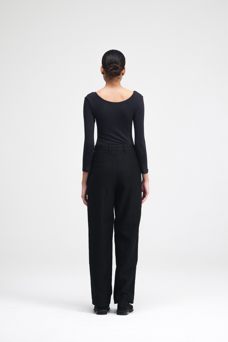 Ren Embroidered Straight Pants cotton by Turn Black in black color for women Worldwide