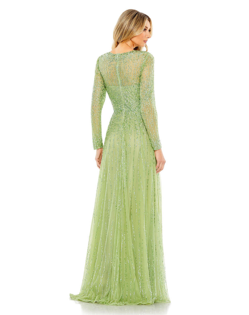 MD-5636 Green Flared Gown-Green by Mac Duggal in green color for women Worldwide