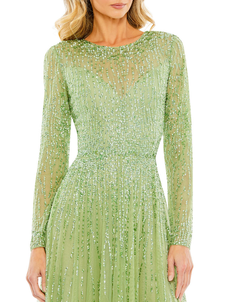 MD-5636 Green Flared Gown-Green by Mac Duggal in green color for women Worldwide