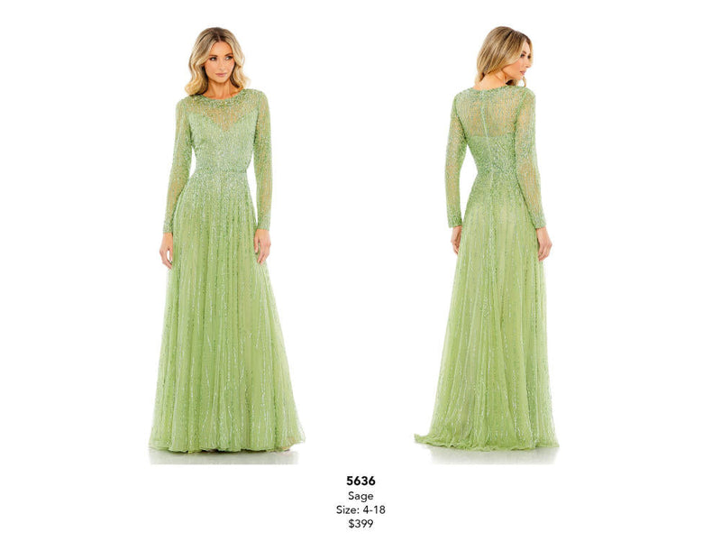 MD-5636 Green Flared Gown-Green by Mac Duggal in green color for women Worldwide
