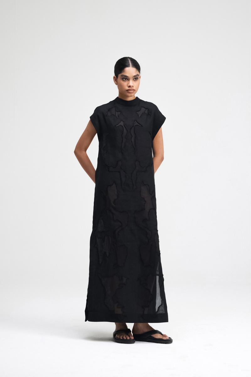 Mai Hand-Embroidered Dress silk by Turn Black in black color for women Worldwide