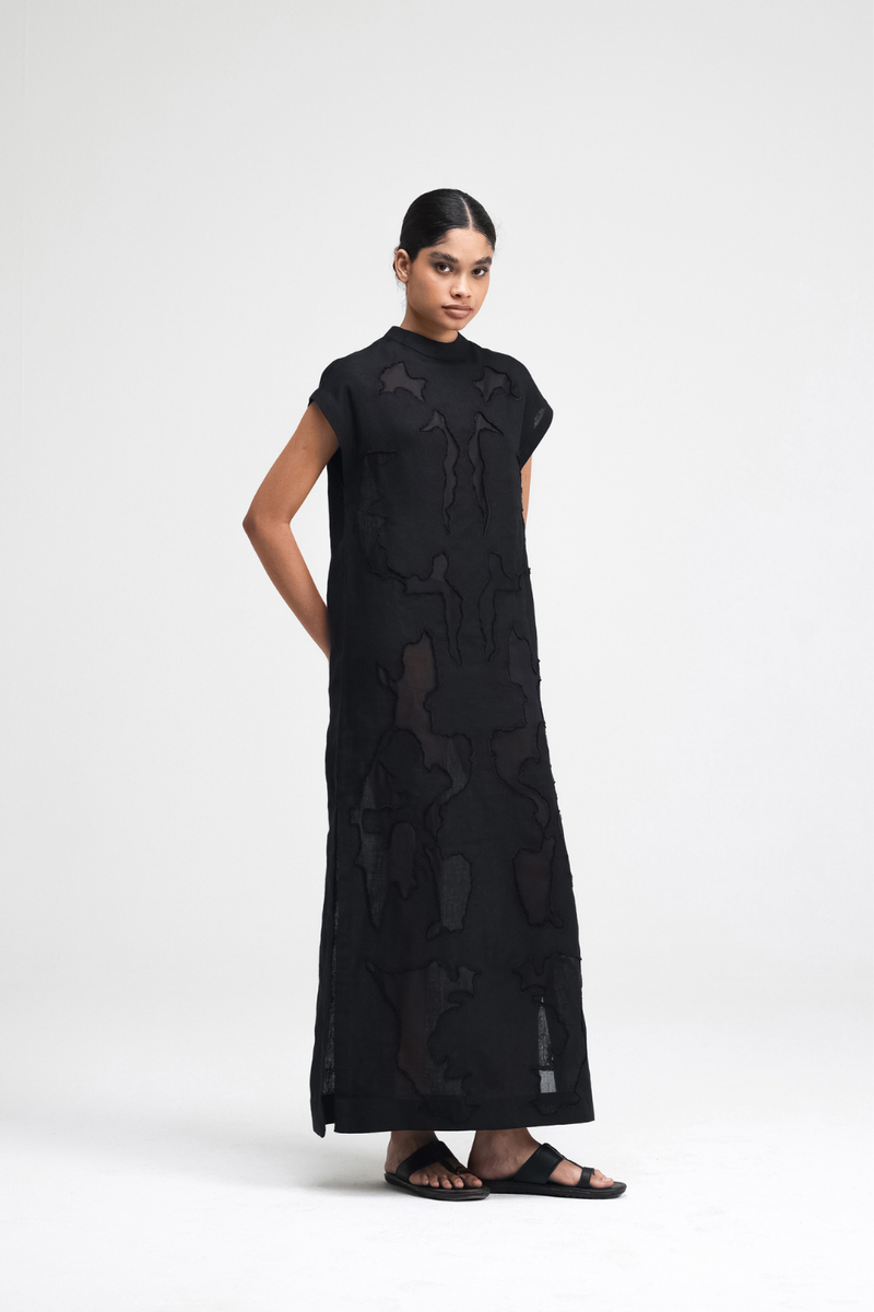 Mai Hand-Embroidered Dress silk by Turn Black in black color for women Worldwide