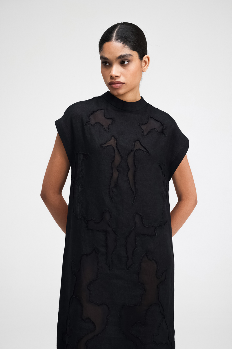 Mai Hand-Embroidered Dress silk by Turn Black in black color for women Worldwide