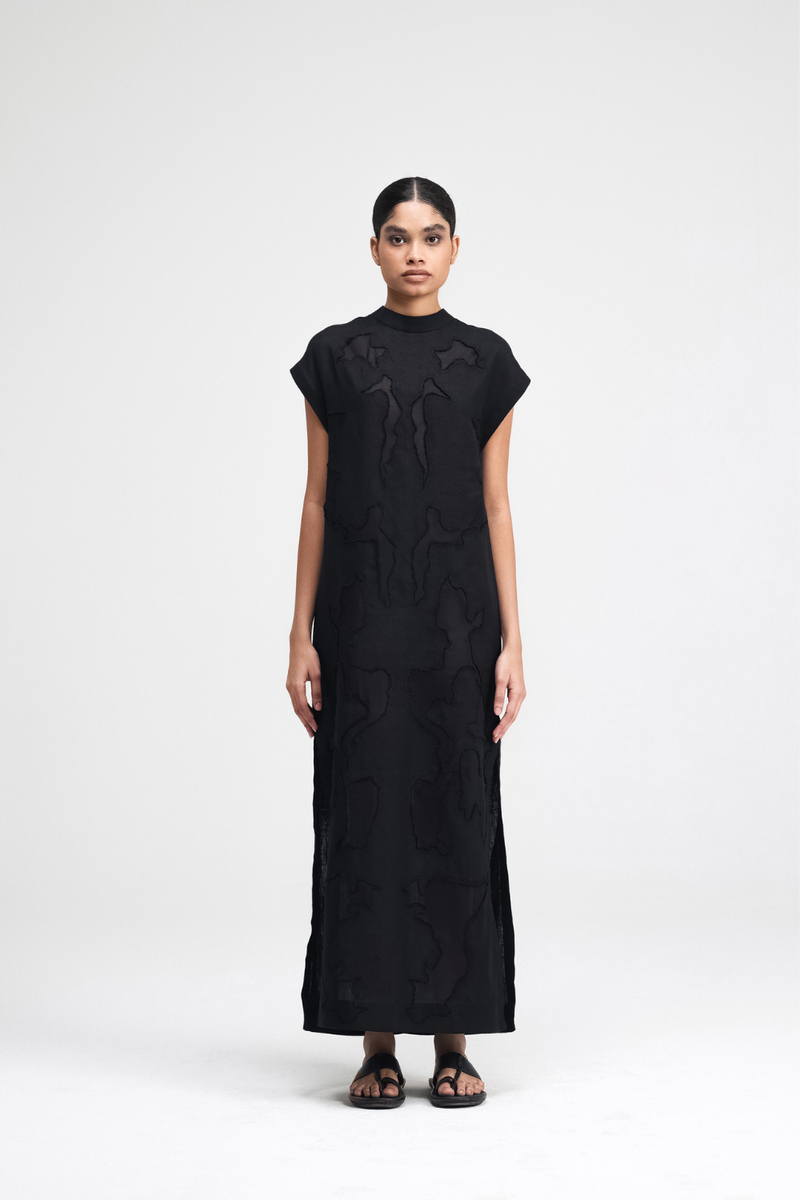 Mai Hand-Embroidered Dress silk by Turn Black in black color for women Worldwide