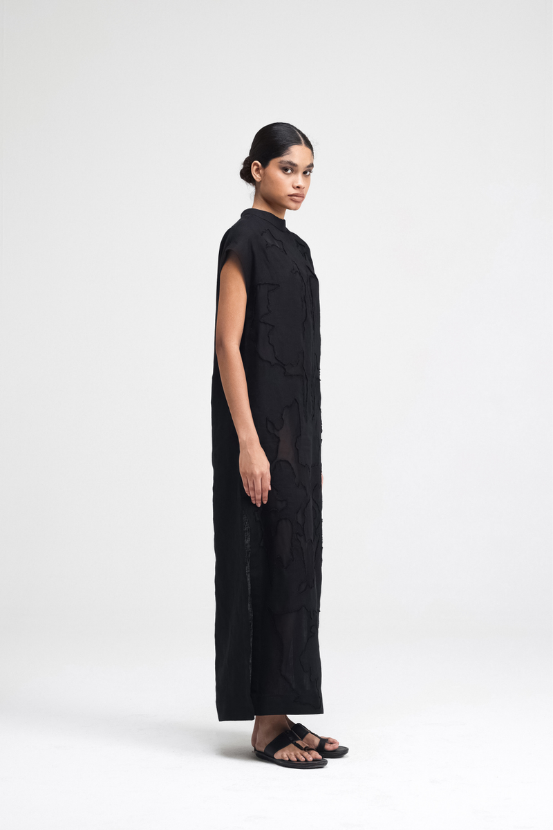 Mai Hand-Embroidered Dress silk by Turn Black in black color for women Worldwide