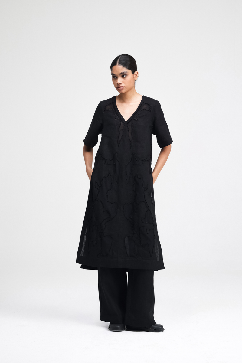 Yuna Hand Embroidered Tunic silk by Turn Black in black color for women Worldwide
