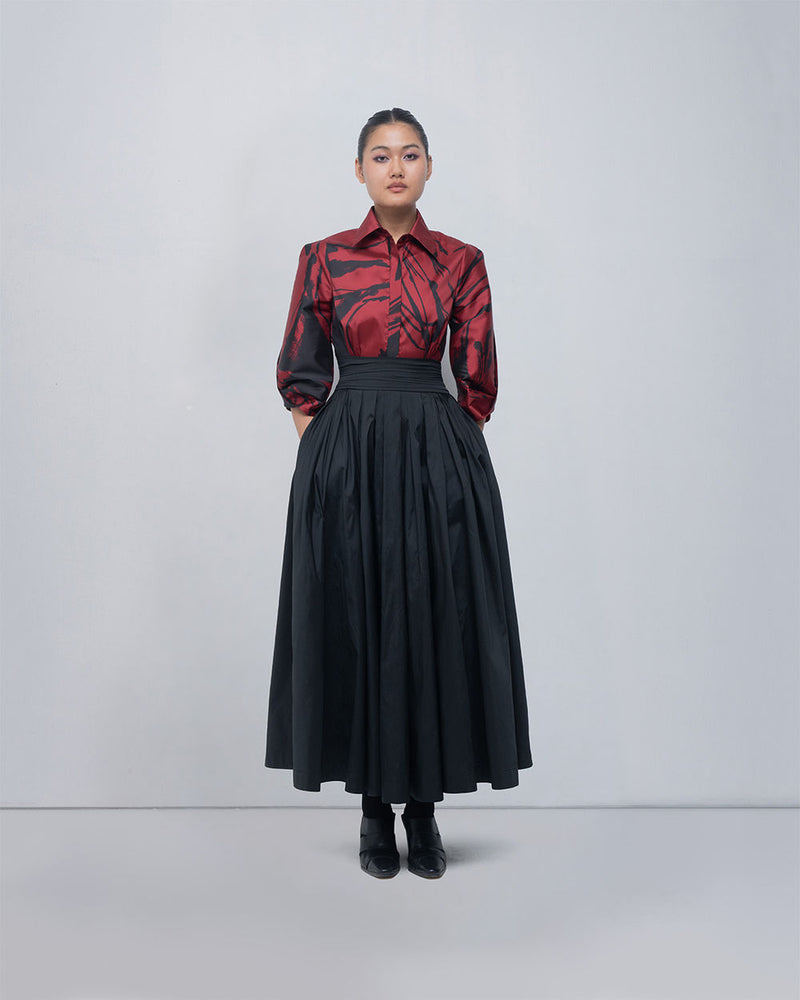 Daphne Dress viscose by Leh Studios in red, black for women Worldwide