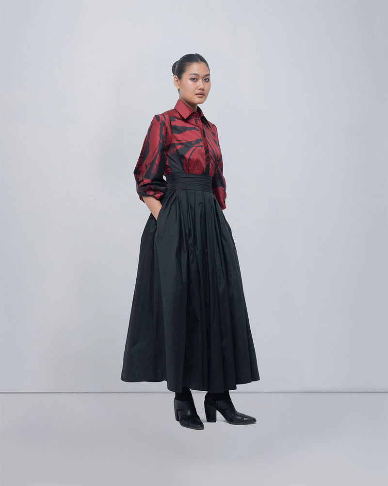 Daphne Dress viscose by Leh Studios in red, black for women Worldwide
