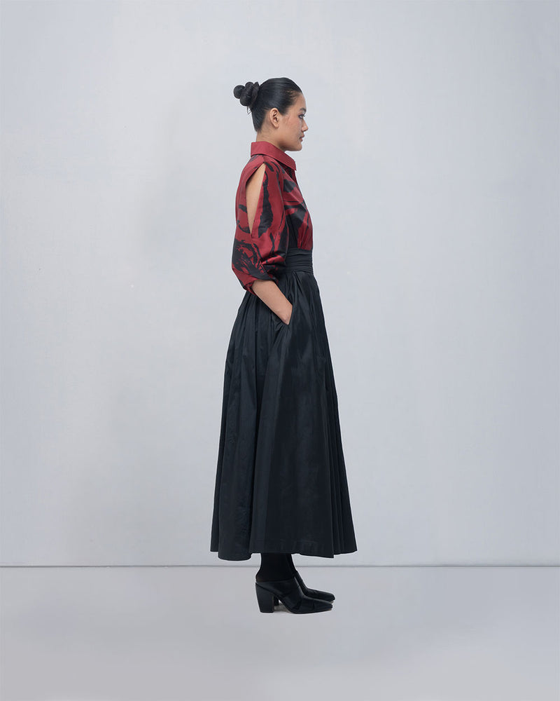Daphne Dress viscose by Leh Studios in red, black for women Worldwide