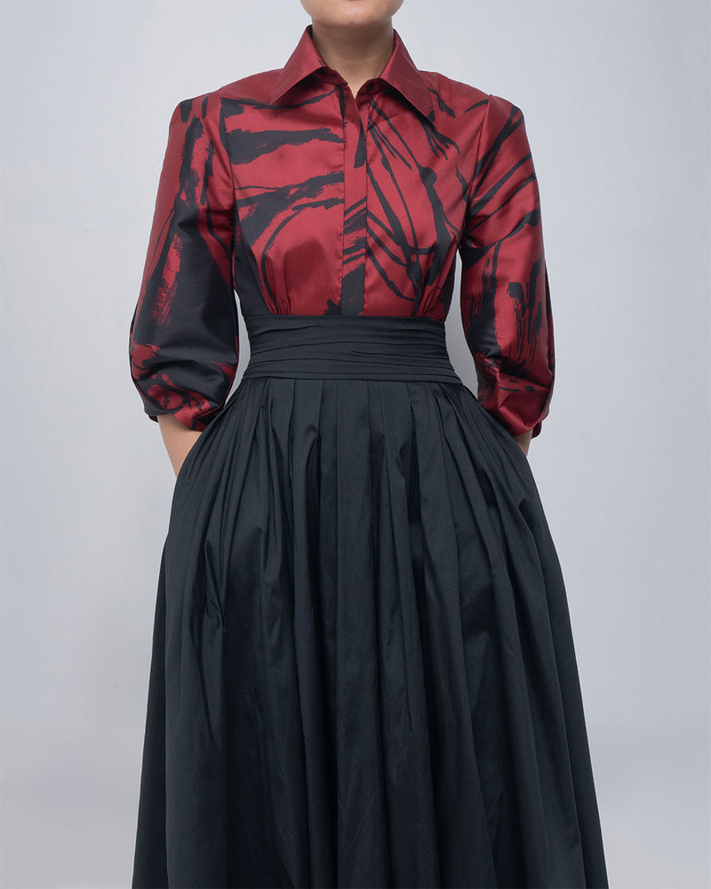Daphne Dress viscose by Leh Studios in red, black for women Worldwide
