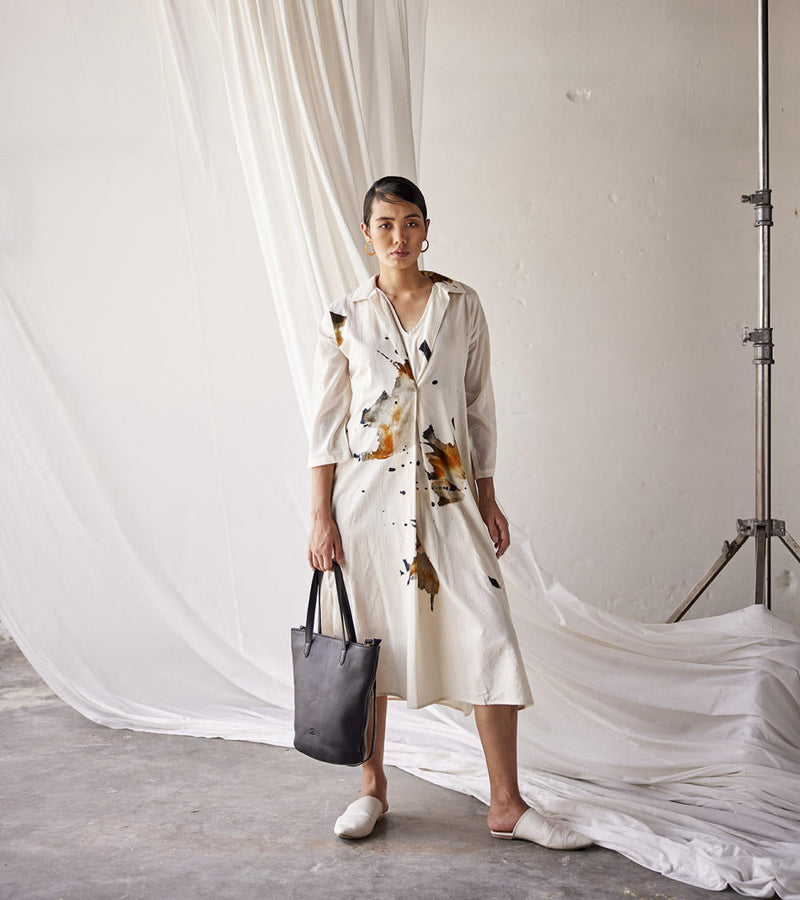 Summer Splash Dress cotton Dresses by Khara Kapas in white for women Worldwide