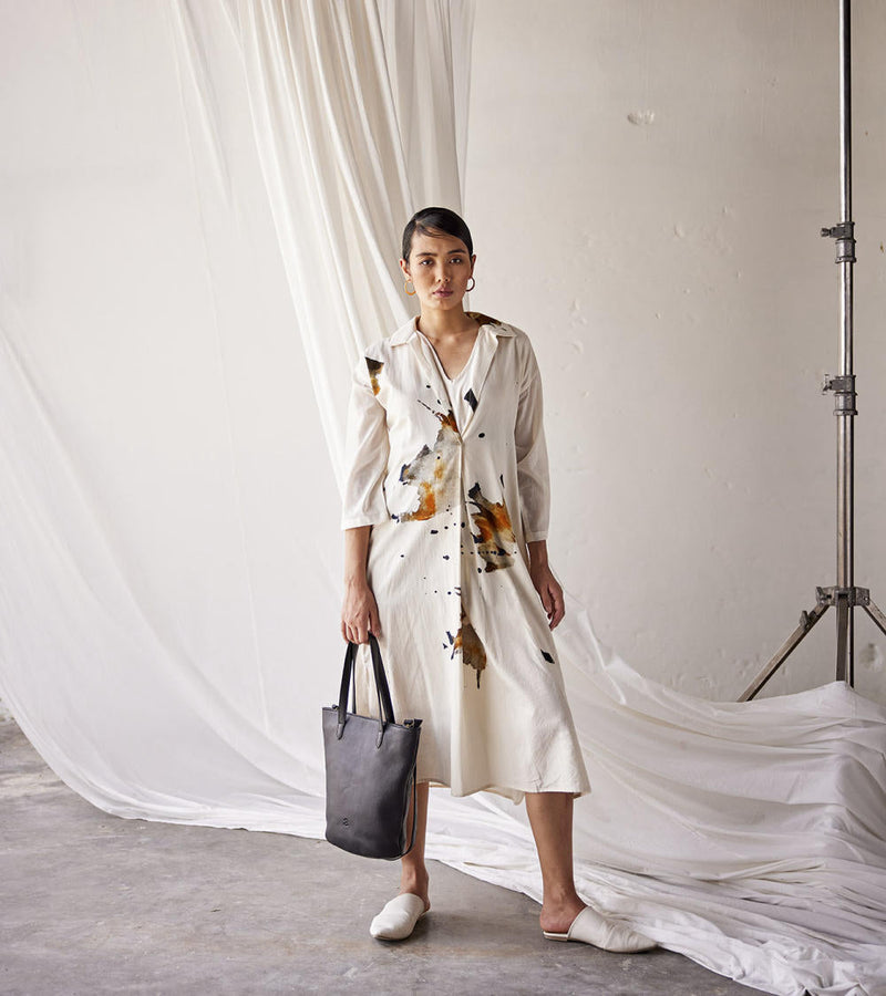 Summer Splash Dress cotton Dresses by Khara Kapas in white for women Worldwide