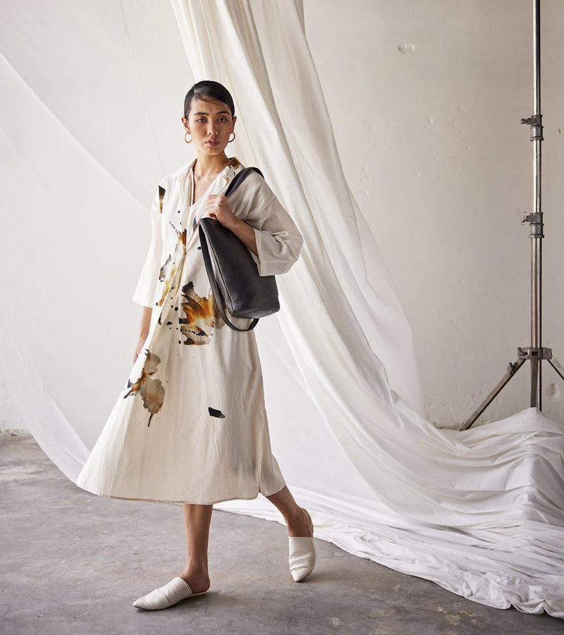 Summer Splash Dress cotton Dresses by Khara Kapas in white for women Worldwide