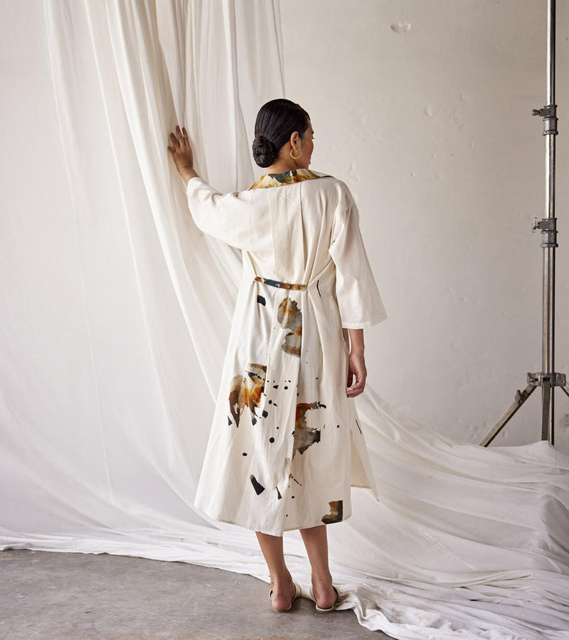 Summer Splash Dress cotton Dresses by Khara Kapas in white for women Worldwide