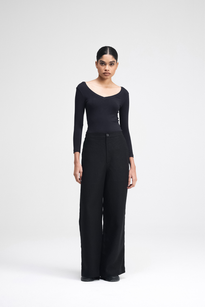 Haruka Linen Pants linen by Turn Black in black color for women Worldwide