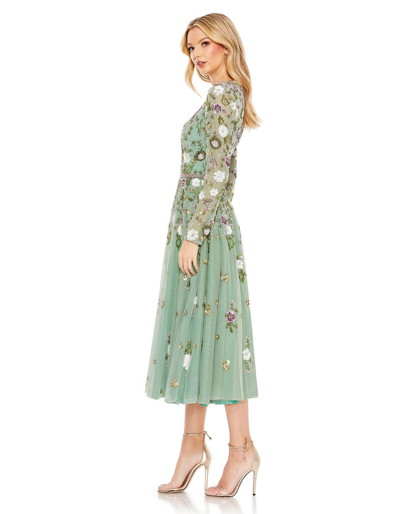 MD-5716 Midi Dress-Green by Mac Duggal in green color for women Worldwide