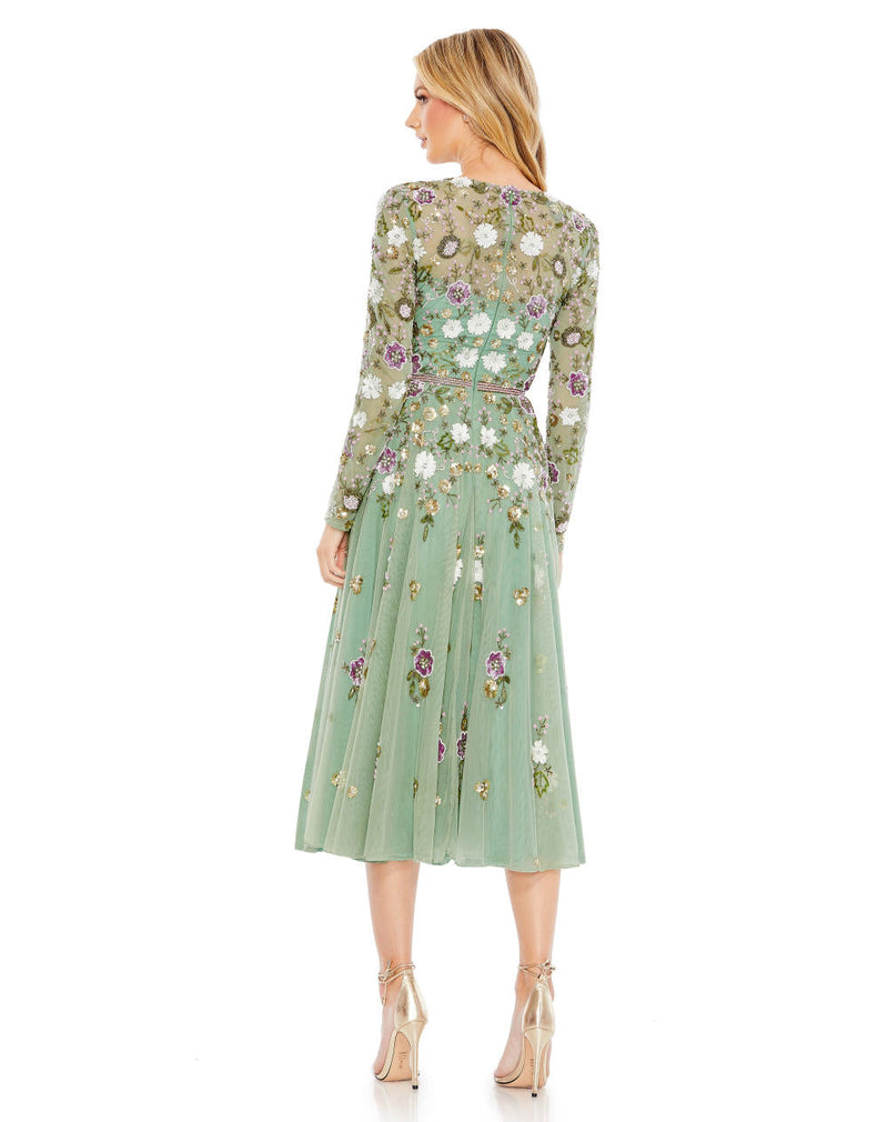 MD-5716 Midi Dress-Green by Mac Duggal in green color for women Worldwide